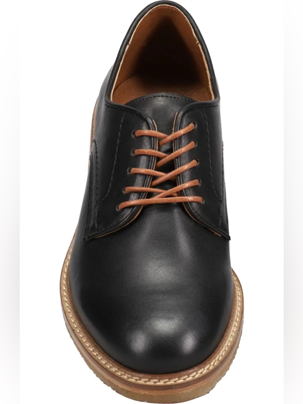 Frye Black Leather Derby Shoes with Tan Accents